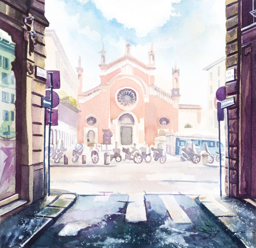 My Friend Captures The Spirit Of Milan In Her Watercolors