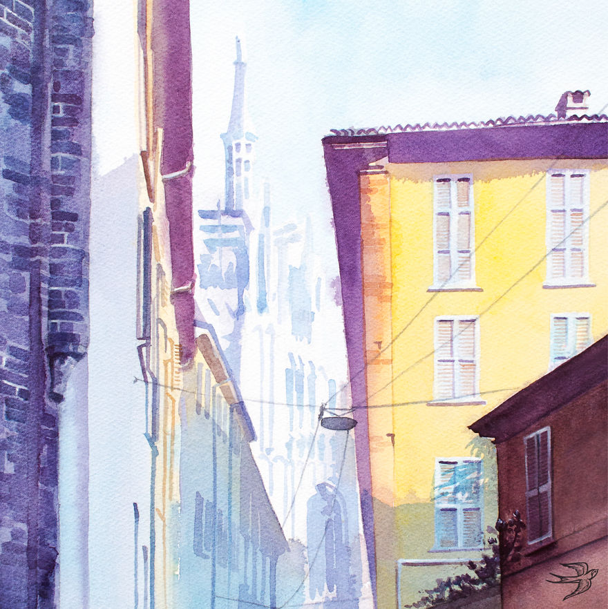 My Friend Captures The Spirit Of Milan In Her Watercolors My Friend Captures The Spirit Of Milan In Her Watercolors