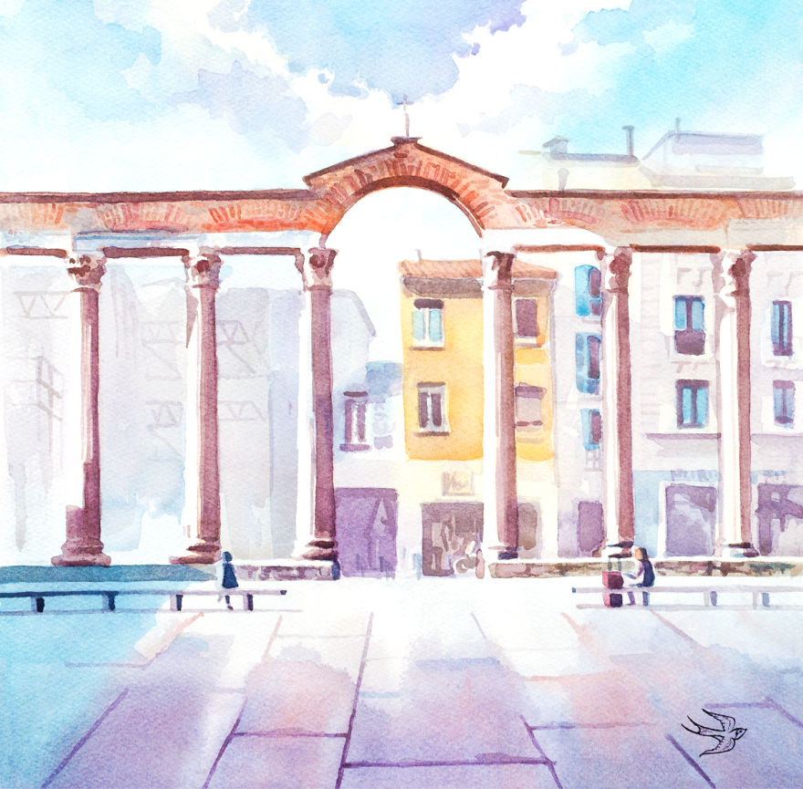 My Friend Captures The Spirit Of Milan In Her Watercolors
