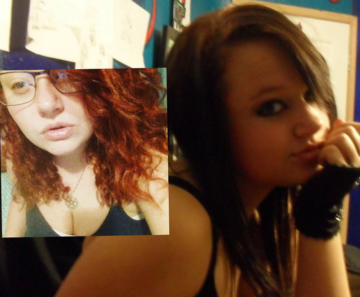 Black Haired Freak On The Right, Me At 13 (2011) Yes I Totally Thought I Was A Badass Because Botdf Was Life. Curly Cue On The Left, Is Me Now At 19, Two Years Away From My Bachelors In English So I Can Be A Teacher And A Writer. You May Grow Up, But Not Everything Changes.