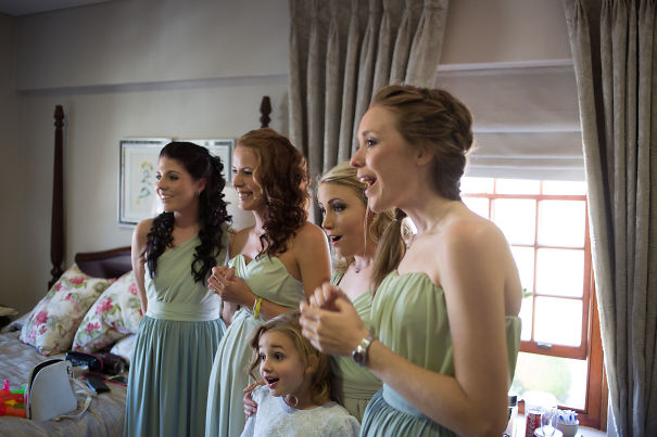 When My Bridesmaids & Flower Girl Saw My Wedding Dress For The First Time