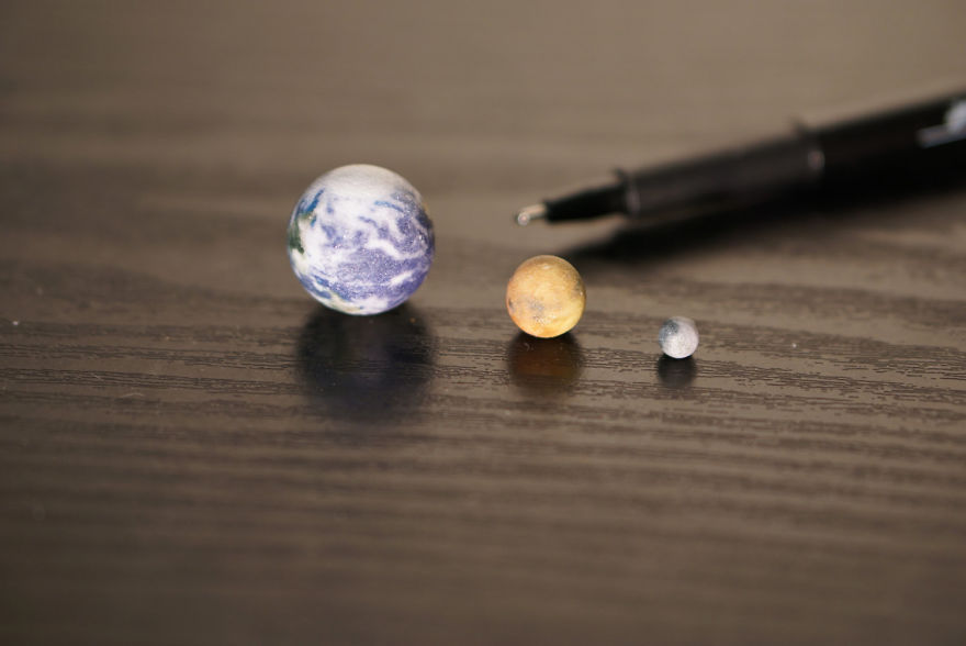 Tiny Earth, Mars And Moon