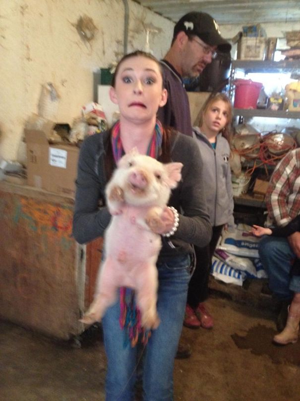 My Friend Held A Pig For The First Time