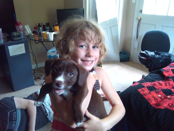 So My 6yo Got To Hold A Puppy For The First Time Today. Not Sure Who's Happier Here