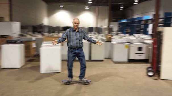 My 63 Year Old Father Hopped On A Rip Stick For The First Time. He Figured It Out Quickly