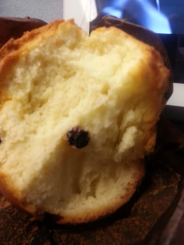 Ordered A Blueberry Muffin. Got 1 Blueberry. I Didnt Expect The Description To Be So Accurate