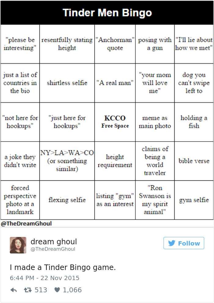 The Classic, Tinder Men Bingo