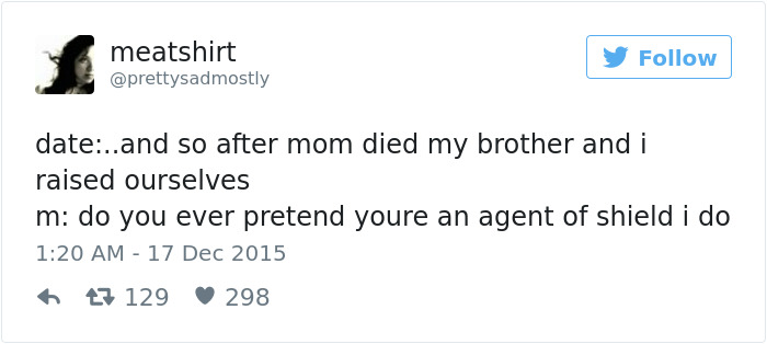 Tweet about dating humor with a playful dialogue exchange, highlighting contrasts in conversation tone.