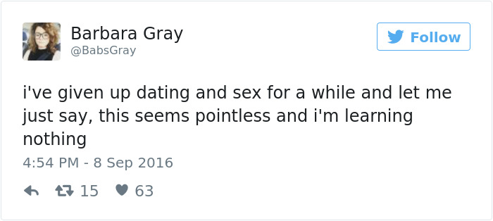 Screenshot of a tweet about dating being pointless and unproductive.