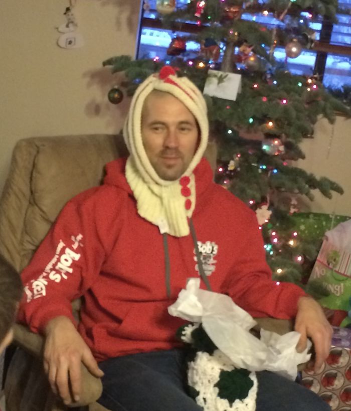 I Shaved My Head So Grandma Knit Me A Head Warmer For Christmas