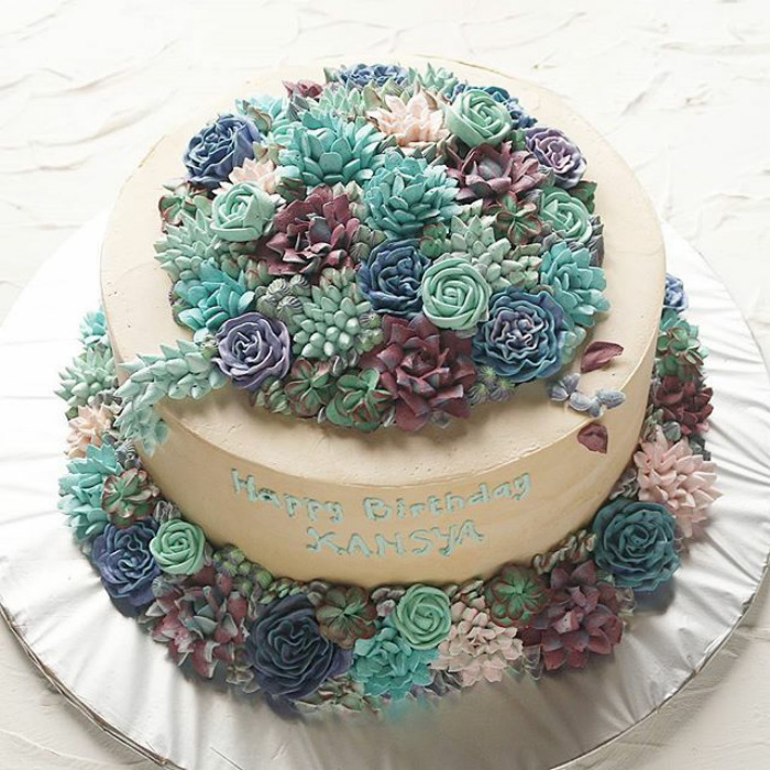 Spring-colourful-buttercream-flower-cakes