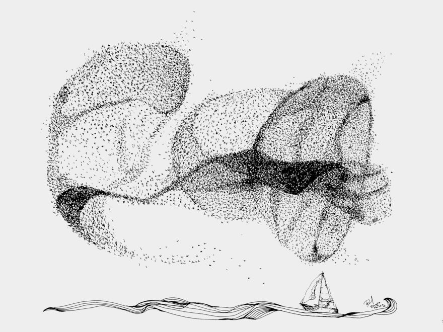 Breathtaking Starling Murmurations Put To Paper Using Scribbles And Dots By Scottish Artist