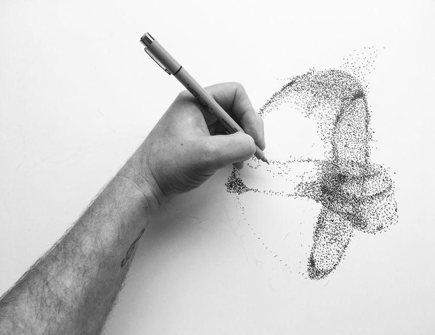 Breathtaking Starling Murmurations Put To Paper Using Scribbles And Dots By Scottish Artist