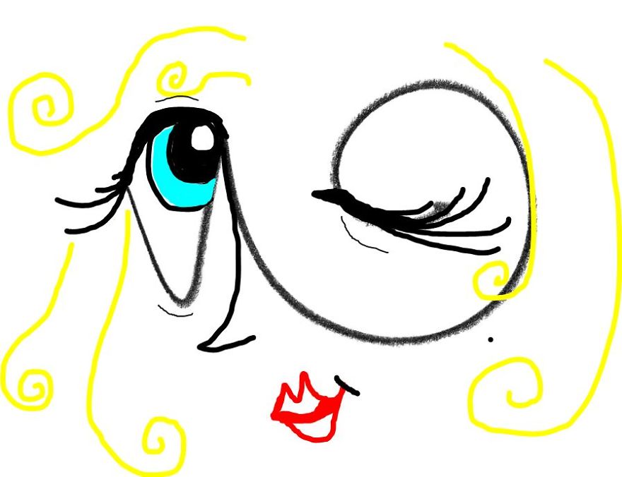 (drawn In The Snipping Tool) An Abstract Woman Winking ;)
