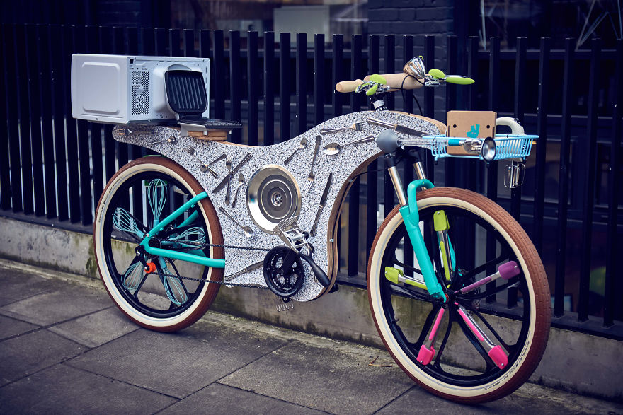 74 Kitchen Utensils Were Used To Construct This Bike