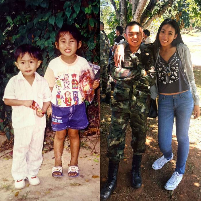 Me And My Cousin At 5 Years Old Vs. Us 15 Years Later And I'm Still Taller Than Him.