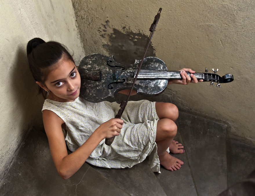Metal Violin By Bulgarian Sculptor