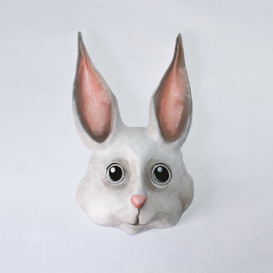 I Made A Simple Bunny Mask Out Of Paper M&acirc;ch&eacute;
