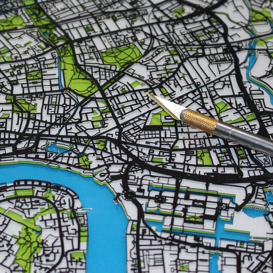 How I Went From Being A Corporate Middle Manager To Cutting Intricate Papercut Street Maps
