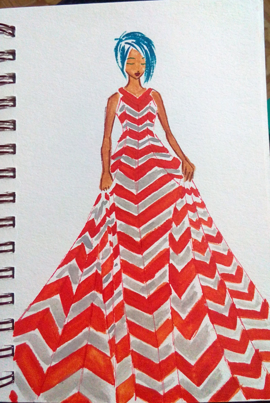 No.17 – Gray And Orange Chevron