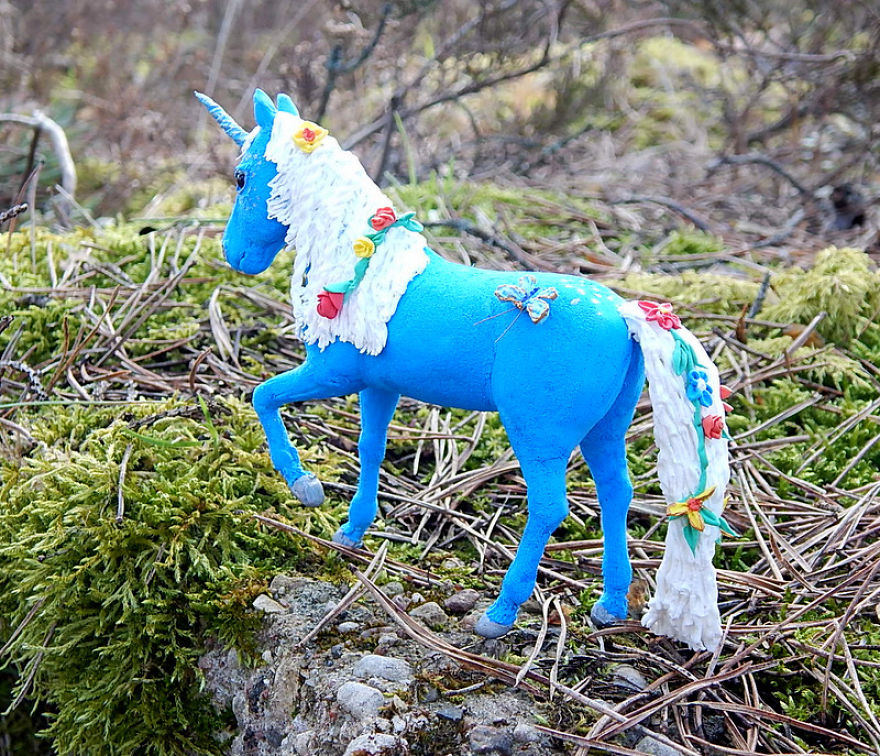 I Made This Blue Unicorn Figurine Out Of Clay