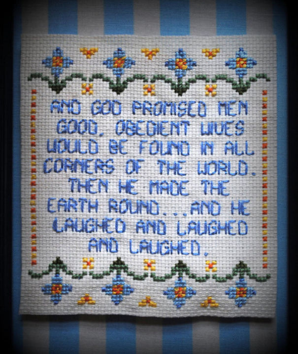 I Subvert Traditional Cross-Stitching To Create Hilarious And Colorful Works Of Art I Subvert Traditional Cross-Stitching To Create Hilarious And Colorful Works Of Art