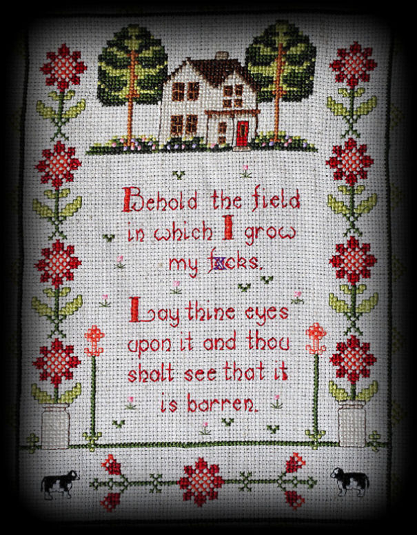 I Subvert Traditional Cross-Stitching To Create Hilarious And Colorful Works Of Art