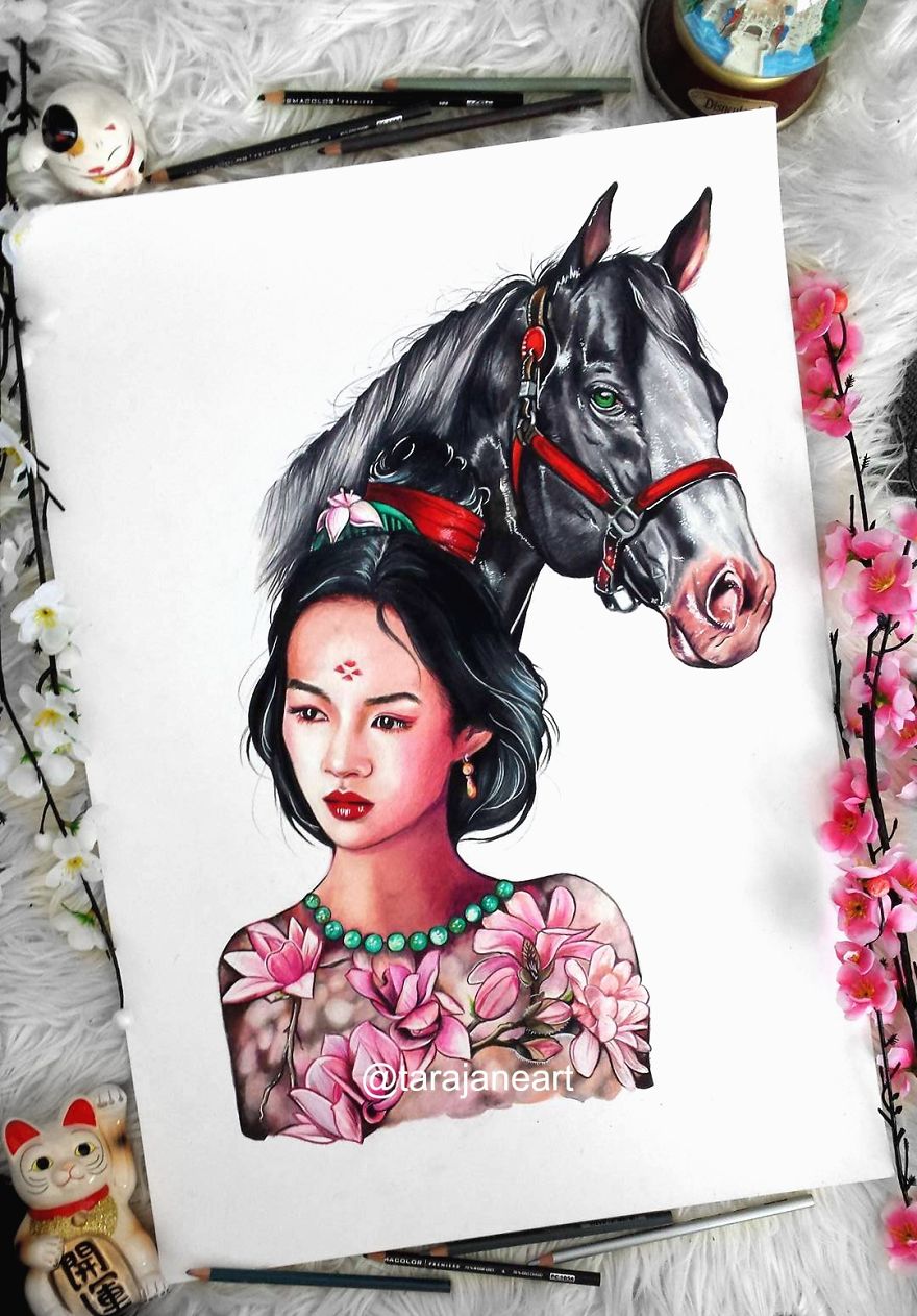 Mulan And Khan From "Mulan"