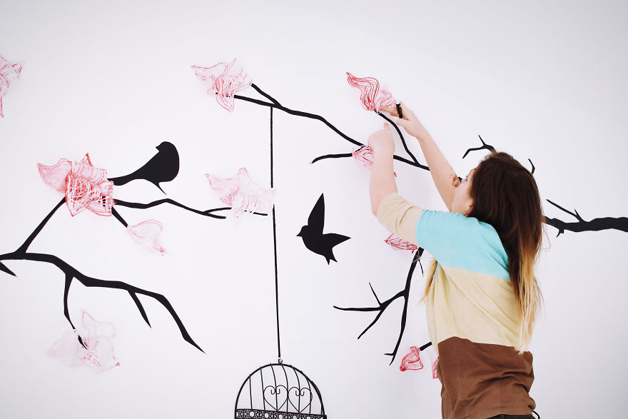 I Create 3D Magnolia Flowers On Walls Using Industrial Silicone