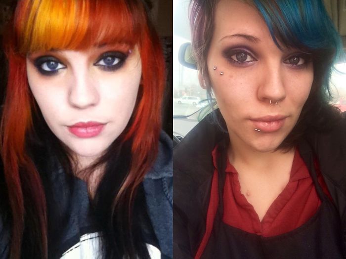 Haven't Changed Much... 15 On The Left, 23 On The Right Working At Pizza Hut Haha