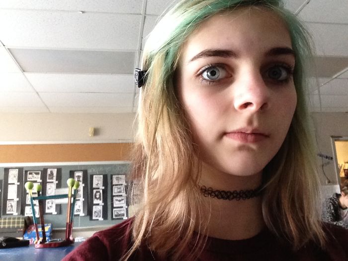 This Was Just A Small Bit Of My ~edgy~~ Emo Phase, This Wasn't Even The Worst Of It. Also Why Was I Taking A Edgy Selfie In Art Class?