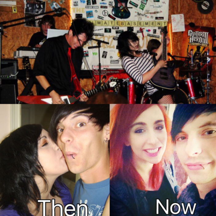 We Met In 2010 At A Hot Topic. He Invited Me To Try Out For His Band. We Are Now Happily Married And Still Play Guitar In This Band. He Owns A Guitar Effects Company And I Work For A Large Company In Operations. I Suppose We Are An Emo Match Made In Heaven 😅.
