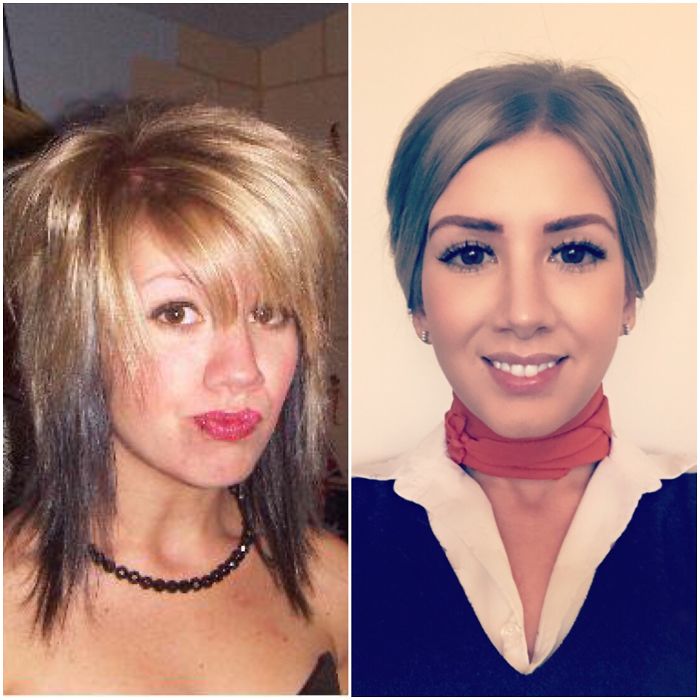 Angsty 16 Year Old That Made My Mum Cut My Hair Into A Mullet Vs. 27 Year Old Me Flying High In The Skies As A Flight Attendant. Still Listen To Blink 182 Though.