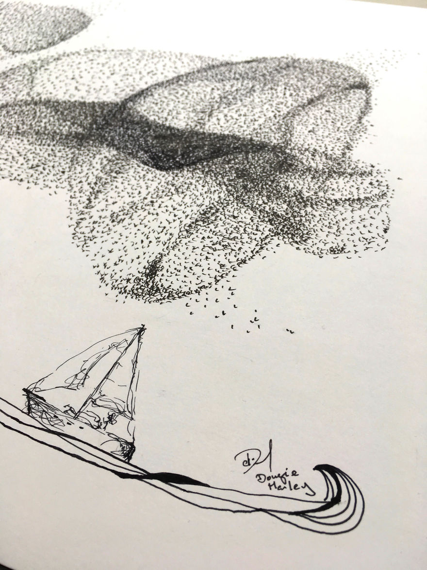 Breathtaking Starling Murmurations Put To Paper Using Scribbles And Dots By Scottish Artist Breathtaking Starling Murmurations Put To Paper Using Scribbles And Dots By Scottish Artist