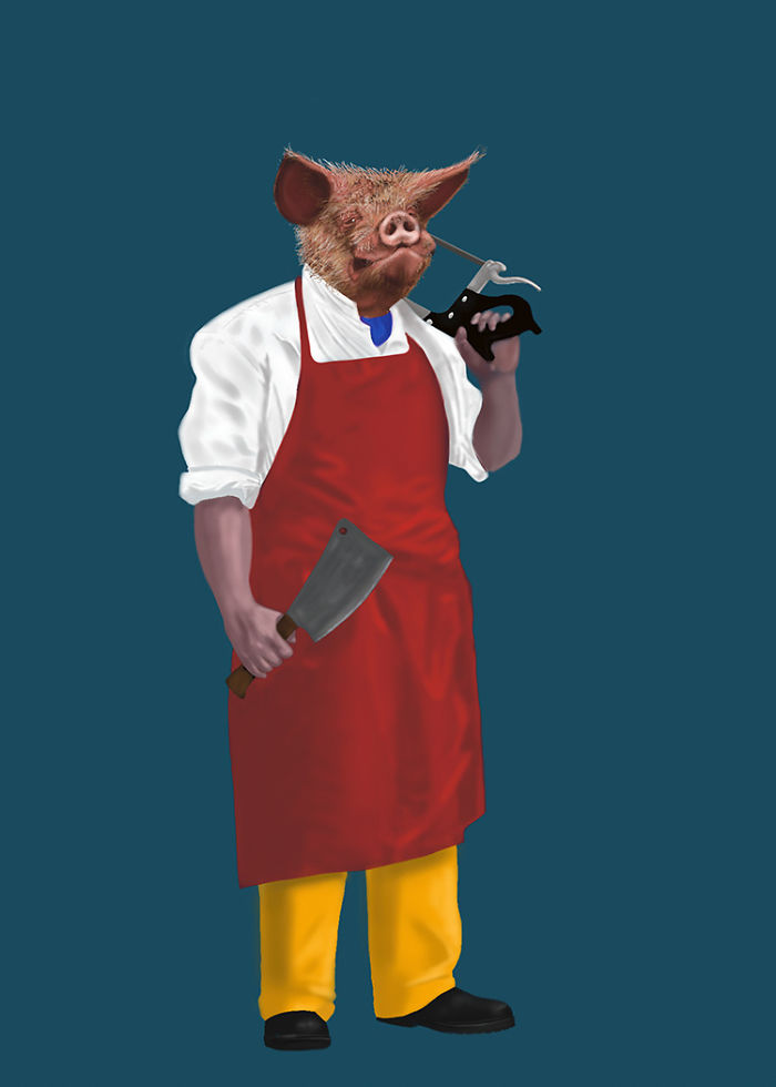 Every Monday I Draw 'manimal' Professionals And Give Them Ridiculous, Amusing Back Stories