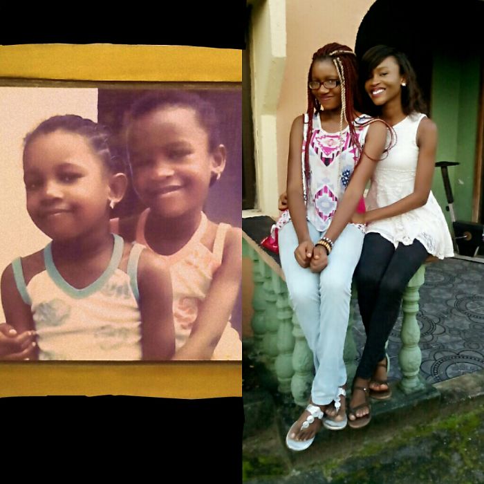 My Sister And I In 2003 And Yesterday.she Couldn't Help Showing Off Her Teeth Tho.