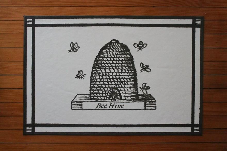 Bee Hive Historic Canvas Floorcloth