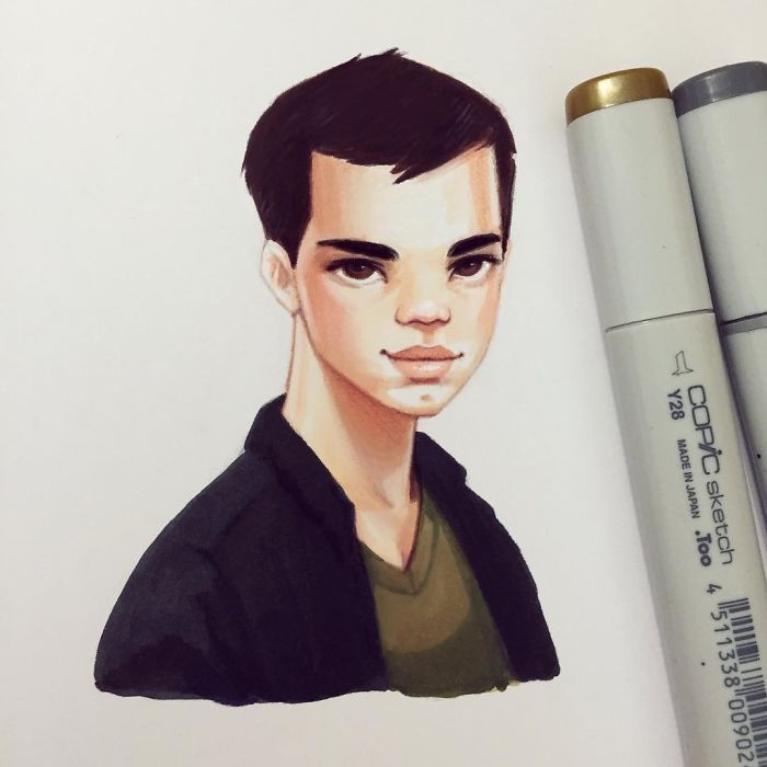 Russian Artist Draws Chic Portraits-cartoons Of Celebrities