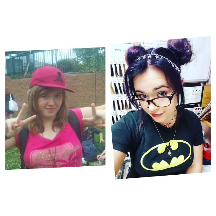 When I Was 14 I Was That Uncool Kid Who Thought They Were Cool And Tried Too Hard, Now 20yr Old Me Has All The Little Kids Thinking I'm Cool Because Of My Purple Hair! Still Quirky, Just Now I Embrace It