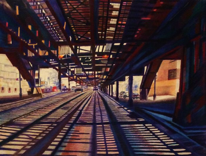 My Blazing Oil Pastel And Colored Pencil Subway From 215th St Nyc