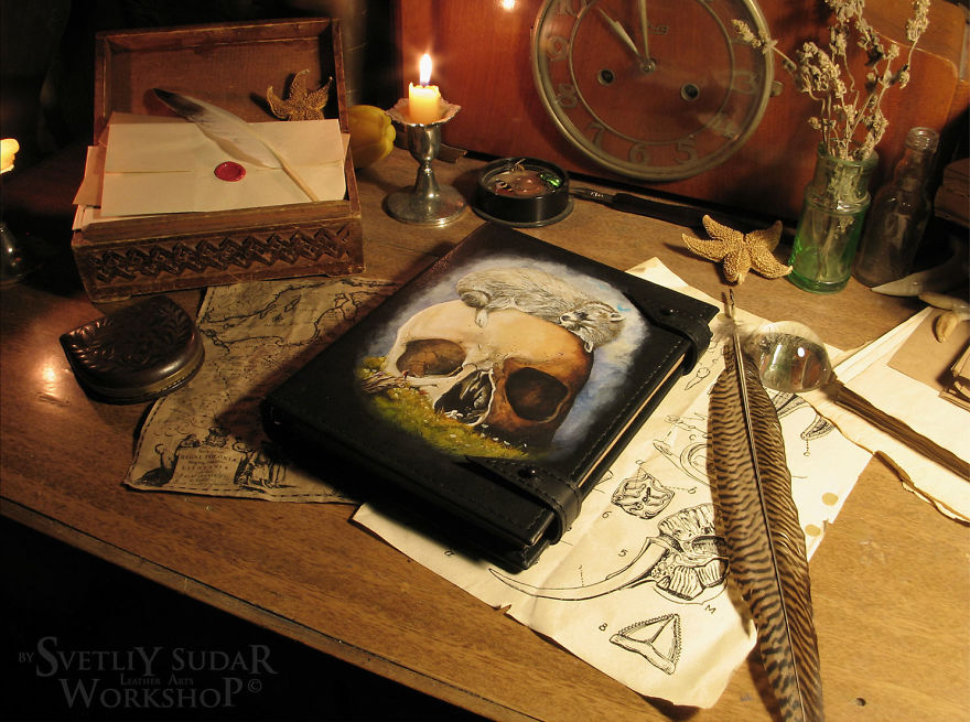 We Made A Hand-Painted Sketchbook From Genuine Leather We Made A Hand-Painted Sketchbook From Genuine Leather