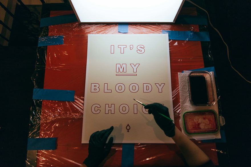 We Made Protest Posters With Our Period Blood For The International Women's Day Rally NYC We Made Protest Posters With Our Period Blood For The International Women's Day Rally NYC