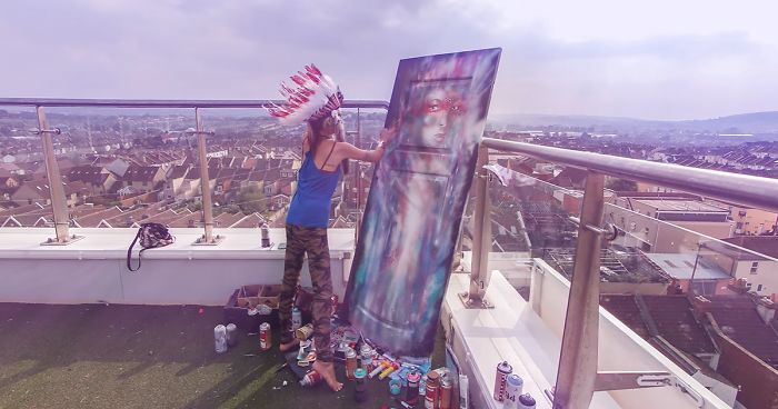 Time-Lapse Of Painting On A Rooftop By Annika Pixie