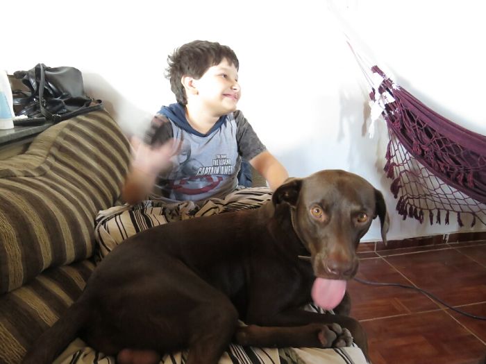 Toby, The Dog, With A Kid Who Was Once Afraid Of Dogs. Not Anymore.