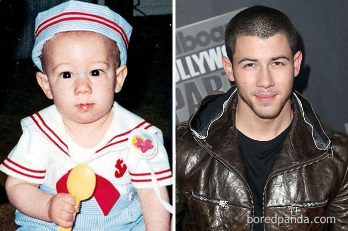 Rare celebrity childhood photos showing a baby and an adult star side by side, highlighting barely recognizable stars.