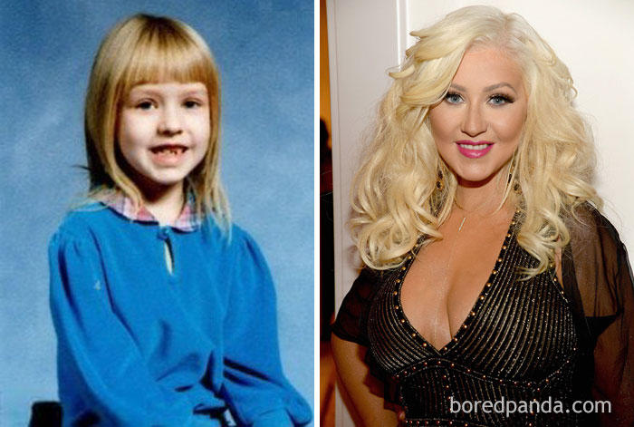 Childhood photo of a young girl next to a glamorous adult woman, illustrating rare celebrity childhood photos.