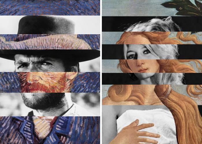 I Create Striped Mashups Of Classic Hollywood Actors And Art Masterpieces