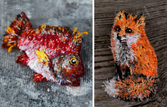 I Found Amazing Thread Painted Animals On Brooches By Russian Artist