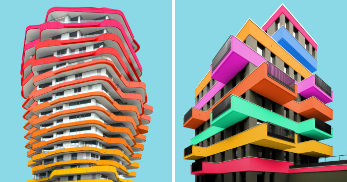 I Got Bored By The Gray Cityscape Of Berlin, So I Started To Colorize Buildings With Photoshop