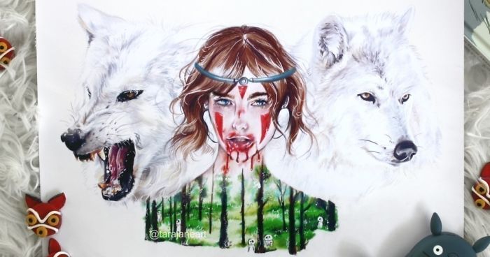 I Do Realistic Portraits Of Ghibli And Disney Characters With Their Companions
